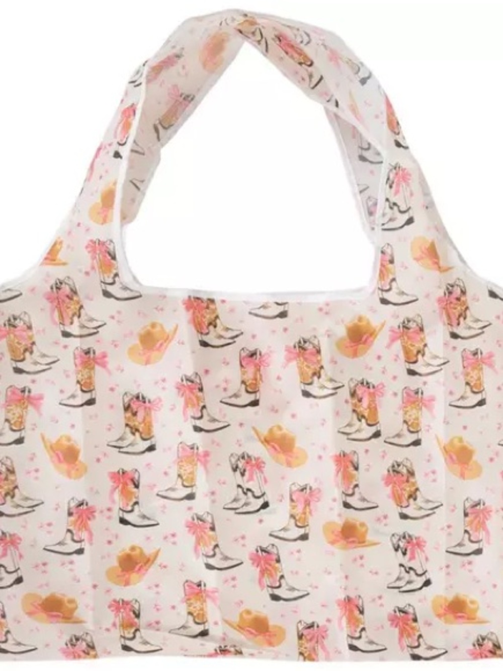 New Cowgirl Boots & Bows Folded Tote Bag